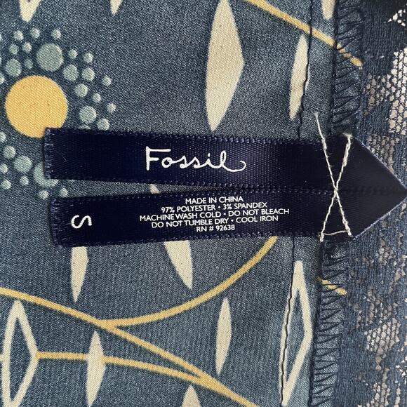 Vintage‎ Y2K Fossil Cami Women Small Blue Flower Lace Trimmed Babydoll Satin Top - Picture 4 of 8